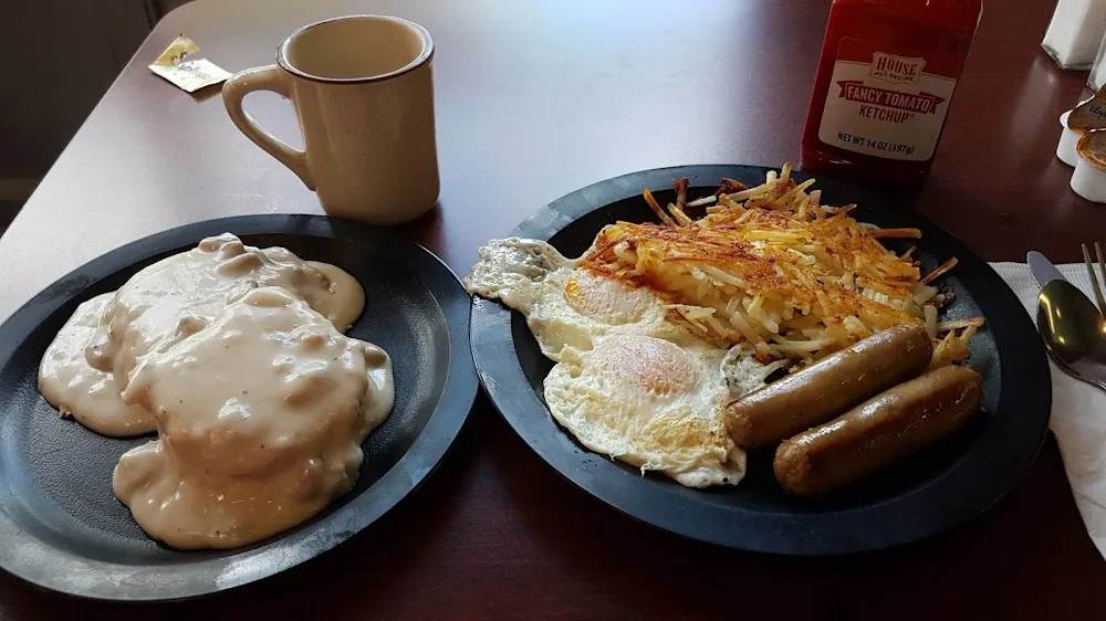 Steak Omelette with Hash Browns and Coffee